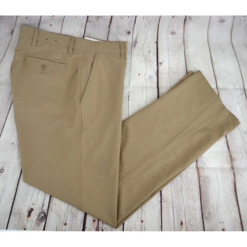 FOOTJOY Men's Flat‎ Front Casual Performance Golf Pants SIZE 36/34 Tan